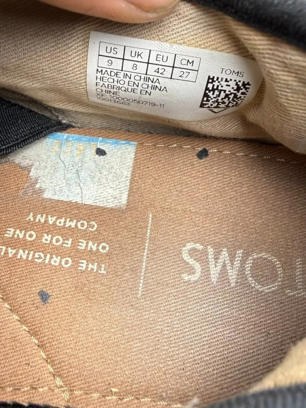 Men's TOMS Black Canvas Casual Lace-Up Sneakers Shoes Size 9 US (EU 42)